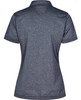 A dark grey short sleeve polo shirt with a smooth texture and a logo on the back.