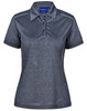 A short sleeve polo shirt in dark grey with a subtle texture and a logo on the collar.