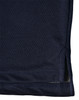 A navy blue men's bamboo charcoal polo shirt, featuring a hem with side slits and a logo.