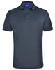 Men's short-sleeve polo in dark grey, featuring a collar and a logo on the chest area.