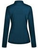 A women's long sleeve polo shirt in a deep teal colour, featuring a back view with a sleek design and a collar.