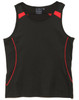 A dark green singlet featuring red accents and a logo on the upper part.