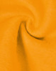 A close-up of soft, vibrant orange fabric, showcasing a smooth, swirling texture.