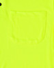 A bright yellow short-sleeved polo shirt featuring a pocket and a logo.