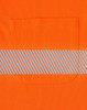 An orange long-sleeve polo shirt featuring a reflective striped band and a pocket.