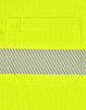 A bright yellow unisex long-sleeve polo shirt with a segmented reflective stripe and a chest pocket.