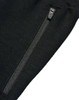 A close-up of black kids' poly/cotton terry sweat pants featuring a zippered pocket.