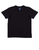 A black fitted stretch tee with short sleeves and a logo tag inside the neckline.