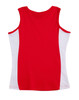 A red and white ladies singlet featuring a contrast design. The back view showcases the colour scheme and fit.