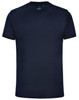 A unisex cotton t-shirt in a dark grey colour, featuring a logo on the front and short sleeves.
