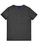 A grey heather short-sleeve T-shirt with a smooth texture and a logo on the neckline.