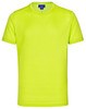 A bright lime green men's short-sleeve performance T-shirt with a logo.