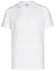 A white short-sleeve performance t-shirt with a logo on the chest. Ideal for athletic and casual wear.