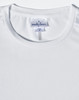 A white ladies' ultra lightweight performance short sleeve tee with a round neck and a logo label.