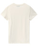 A plain cream women's T-shirt made of premium cotton, featuring a simple design and a logo.