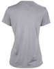 A grey ladies' short sleeve tee with a fitted style and a simple design, featuring a logo on the back.
