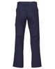 Navy blue men's cargo pants featuring pockets and knee pads, designed for durability and comfort.