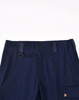 Navy blue unisex utility stretch cargo work shorts featuring pockets and a logo.