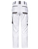 Unisex utility stretch cargo work pants in white, featuring multiple pockets and a logo.