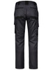 Unisex utility stretch cargo work pants in black, featuring multiple pockets and a logo on the back.