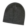 A heather knit beanie in a dark gray color.