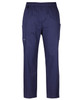 A pair of navy unisex cargo scrub pants with an elastic waistband and side pockets, featuring a discreet logo.