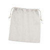 A medium cotton gift bag in a natural off-white colour with a drawstring closure. Features a logo.