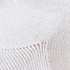 A close-up of a textured white fabric, featuring a knit pattern with visible stitch details.