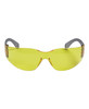 A pair of yellow sunglasses with grey arms and a logo on the side, ideal for leisure and outdoor activities.