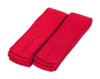 A pair of red changeable apron straps, made from durable fabric, featuring loops for fastening.