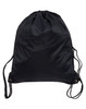 A black swim backpack with adjustable drawstring straps and a simple design. It features a logo on the surface.