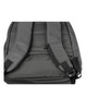 A grey backpack featuring padded straps and a side zip pocket for extra storage.
