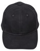 A black heavy brushed cotton cap with a curved brim and six-panel construction. It features a logo on the front.
