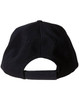 A black cap featuring a rear adjustable strap and ventilation holes. It has a branding logo.