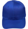 A blue polycotton twill cap with a curved brim and ventilation holes, featuring a logo on the front.