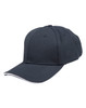 A navy blue cap with a textured mesh design and a contrasting trim. Features a branding logo.
