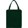 A dark green non-woven grocery tote with sturdy handles and a simple design. Features an area for branding.
