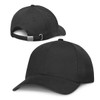 A black Falcon Cap with a classic design featuring a curved visor and an adjustable strap at the back.