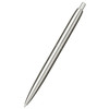 A recycled stainless steel ballpoint pen with a sleek silver finish and a simple, elegant design.