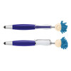 Two stylus pens with blue hair toppers, featuring a smiling face and a mix of blue and white bodies.