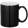 A black ceramic mug with a glossy finish, featuring a handle and presented without a box.