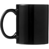 A ceramic coffee mug in black, featuring a smooth finish and a sleek handle. Comes in a folded box.