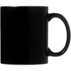 A black ceramic coffee mug, 325ml size, presented in a folded box and featuring a logo.