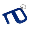 A blue hygiene keyring with a keychain, featuring a unique, shaped design. It has a metallic keyring attachment.