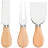 A 3-piece cheese set featuring stainless steel knives with wooden handles. Suitable for cheese boards and serving.