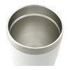 A drink bottle featuring a sleek white exterior and a stainless steel interior, designed for thermal insulation.