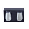 A drink bottle gift set featuring two silver insulated cups in a black box with a grey insert.