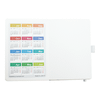 A hard bound journal features monthly calendar pages in various pastel colours, with a logo on the cover.