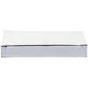 A plain white box with a slightly glossy finish, rectangular in shape, featuring a simple design.