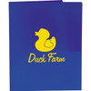 A blue folder with a yellow logo featuring a duck and the text "Duck Farm."